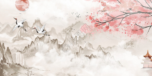云雾山脉中国风背景设计图片