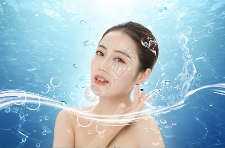 游泳女人美容护肤背景设计图片