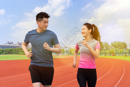 跑步健身的情侣情侣健身跑步设计图片