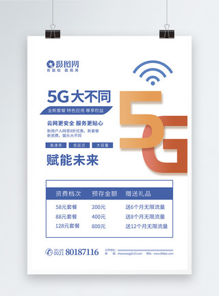 移动资费5G大不同资费套餐宣传海报模板