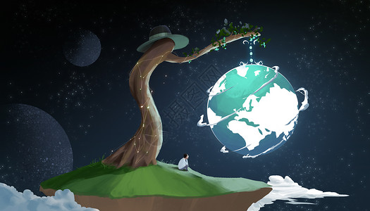 污染地球世界地球日50周年插画