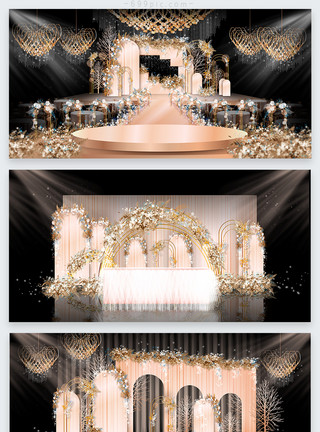 欧式室内设计效果图暖色调森系唯美婚礼效果图模板