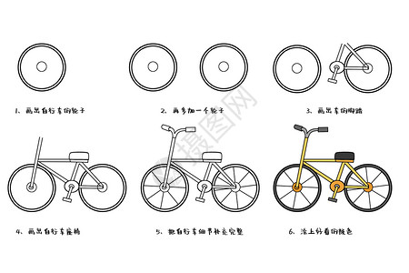 自行车家笔画图片