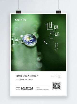 世界环境日地球简约绿色世界地球日海报模板