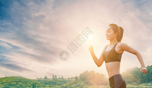 晨跑的女孩运动奔跑设计图片