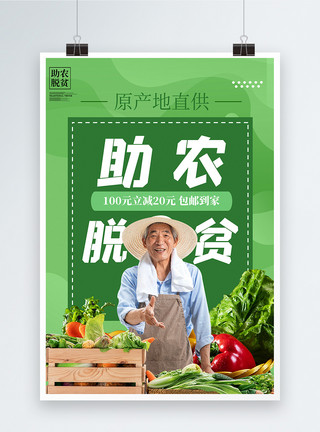 助农产品绿色新鲜果蔬助力海报模板