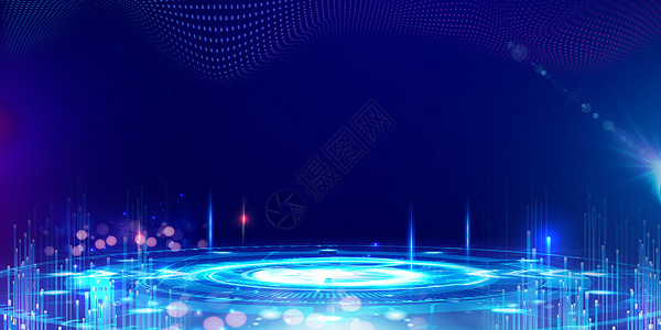 粒子圆蓝色科技背景设计图片
