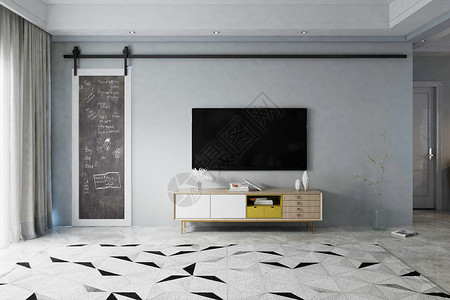 北欧风窗帘简约客厅设计设计图片