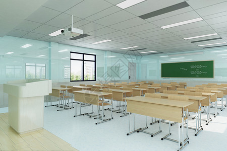 教室桌椅3D室内教室场景设计图片