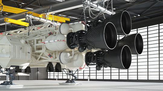 载人航天飞船航天器发动机场景设计图片