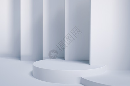 电商3d白色简约柔光展台背景设计图片