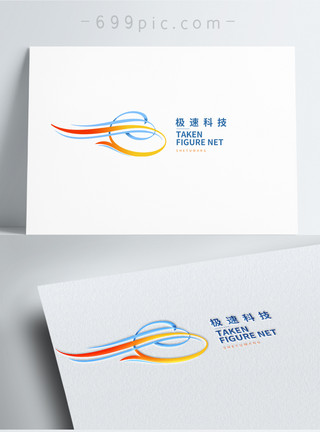 潮流线条花纹蓝色立体花纹纹样logo设计模板