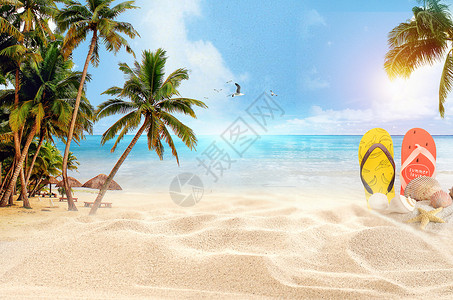 夏日旅游情侣夏日海滩设计图片