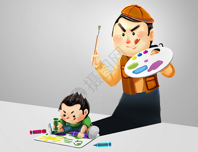 小画家和男孩儿时梦想小画家插画