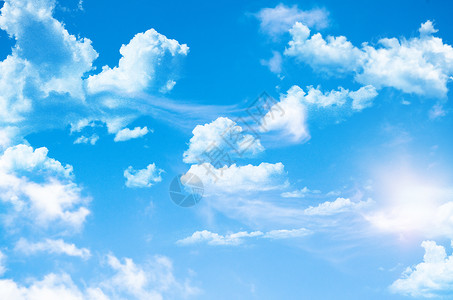 简笔云朵素材蓝天白云背景设计图片