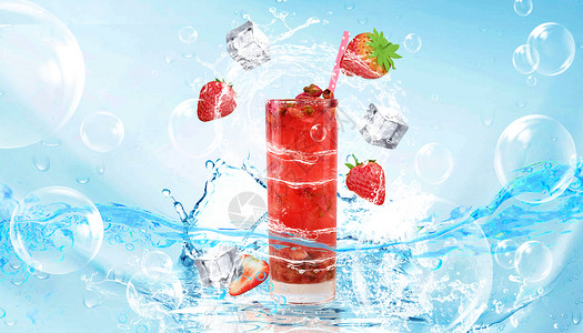 夏季新鲜芒果冰爽果汁饮品设计图片