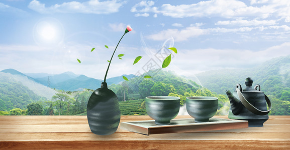 中国风茶道名片茶文化背景设计图片