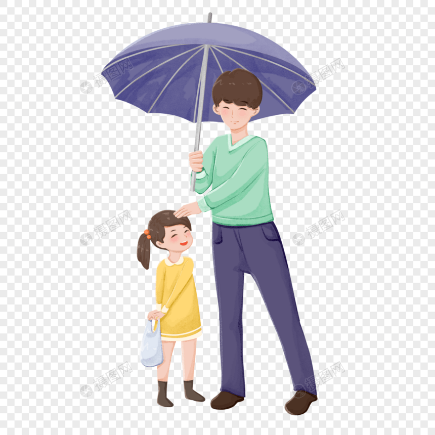 父亲给女儿打伞图片