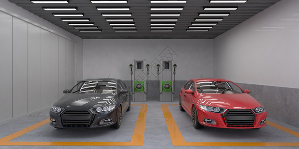 3D停车场充电桩背景图片