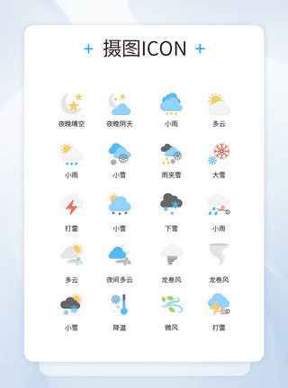 多云绿草地UI设计天气预报创意彩色icon图标模板