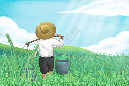 农民耕种农民手绘高清图片