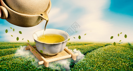 桂花茶倒茶茶文化设计图片