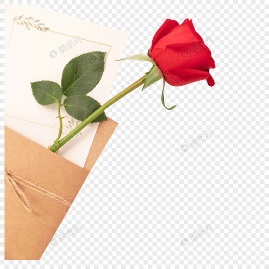 信件与玫瑰花图片