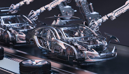 金属科技感汽车制造场景设计图片