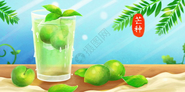 绿色薄荷奶茶芒种冰镇青梅汁GIF高清图片