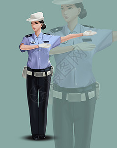 岗位海报女交警插画