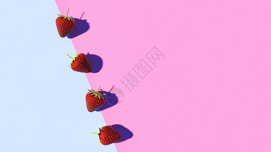 粉红色草莓草莓创意场景设计图片