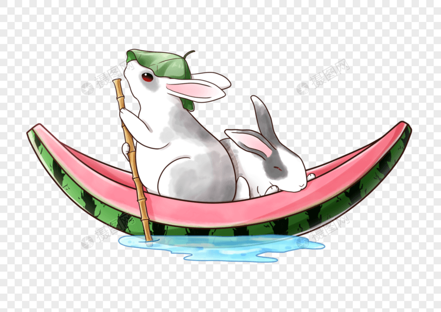 兔子西瓜船图片