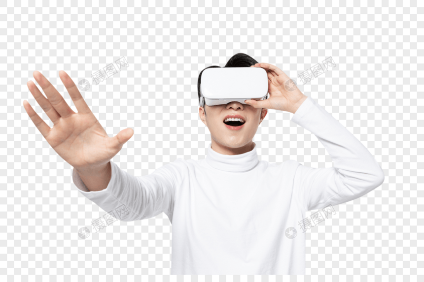 年轻男士体验VR眼镜图片