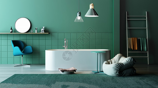 装修绿色时尚现代卫浴场景设计图片