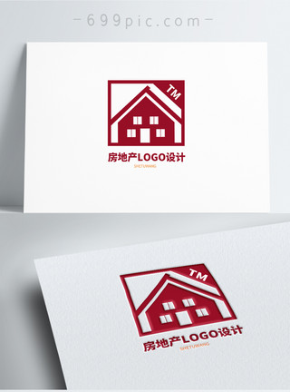 圆形商标简约房地产房子logo设计模板