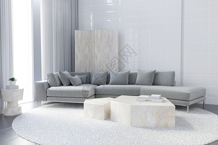 几何条纹沙发C4D时尚室内家居设计图片