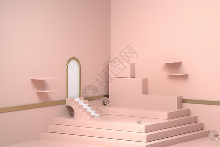 粉色几何展台背景图片
