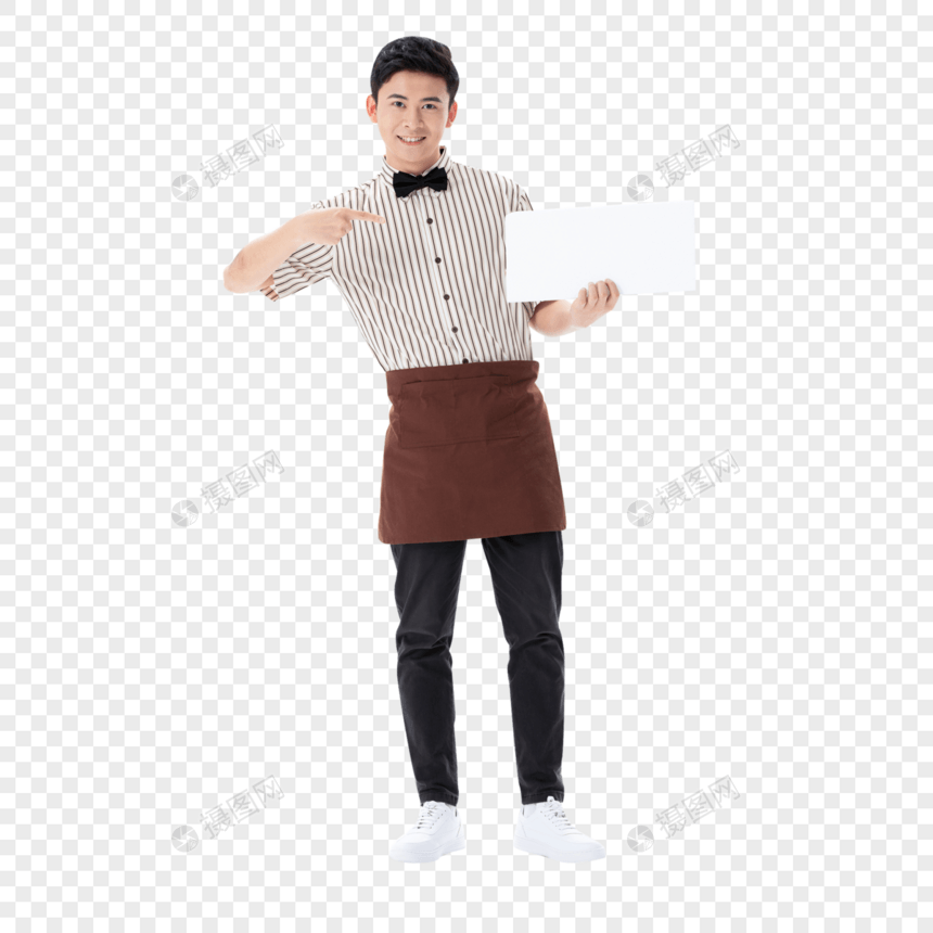 手举白板的服务员形象图片