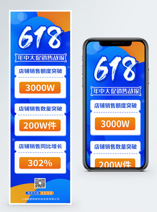 年中大促战报流体渐变618年中大促销售战报营销长图模板