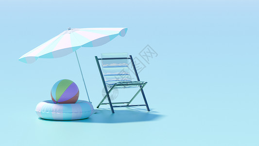 夏日雨伞遮阳伞3D立体创意夏日场景设计图片
