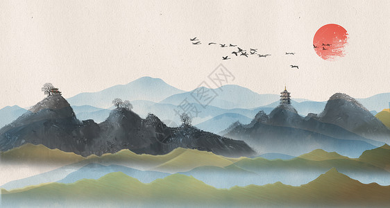 立体山水中国风图片