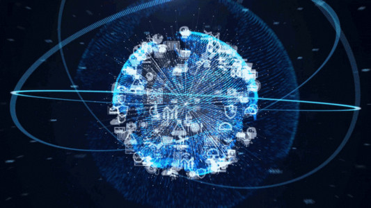 易拉宝企业宣传震撼超大气4K科技感地球互联网粒子穿梭GIF高清图片