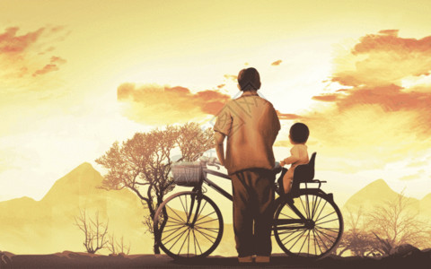 自行车夕阳父亲节GIF高清图片
