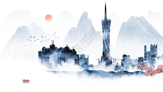 广州塔地标建筑高清图片