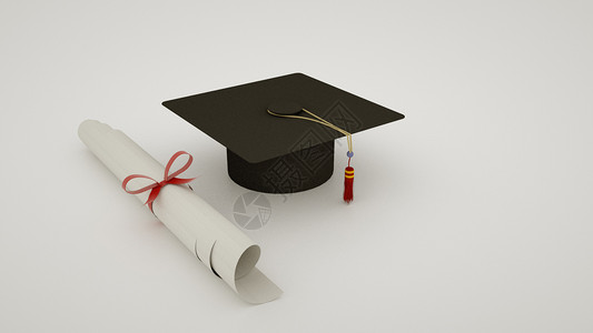 学士帽和毕业通知书背景图片