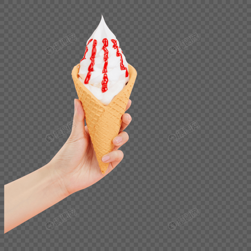手持冰淇淋甜筒图片