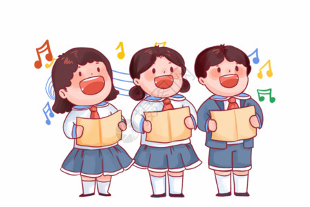 幼儿园的小朋友幼儿园毕业小孩合唱歌曲GIF高清图片