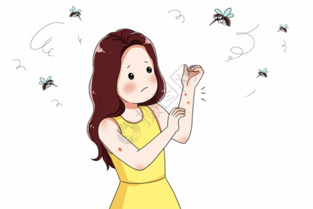 医疗检验夏季被蚊虫叮咬的女孩GIF高清图片