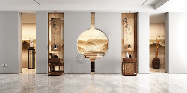 小满中国风装饰中式玄关场景设计图片