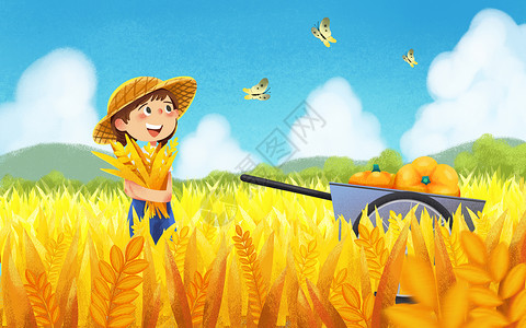 麦穗素材丰收的季节插画
